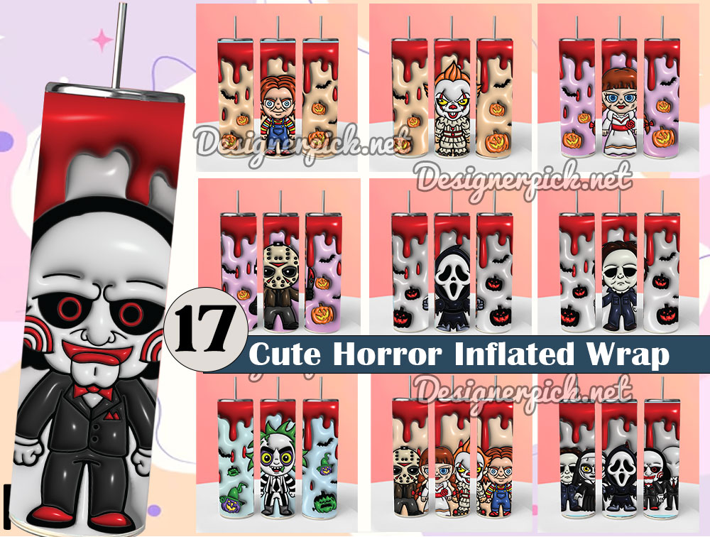 Cute Horror Tumbler Bundle D Halloween Inflated Tumbler Best