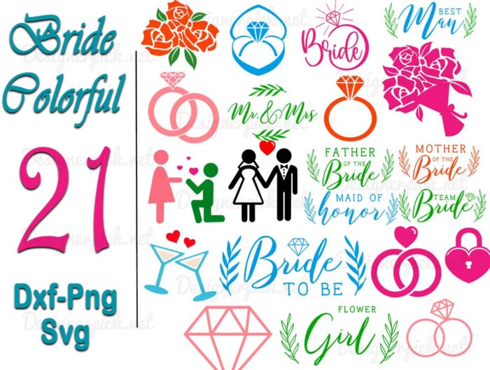 Bride Colorful Svg Bundle Designerpick