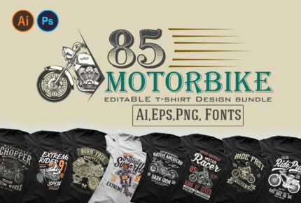85 Motorbike T-Shirt Design Bundle