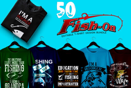 50 Fishing T-Shirt Design Bundle
