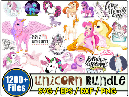 1200+ Unicorn Svg Bundle