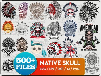500+ Native Indian Skull SVG Bundle