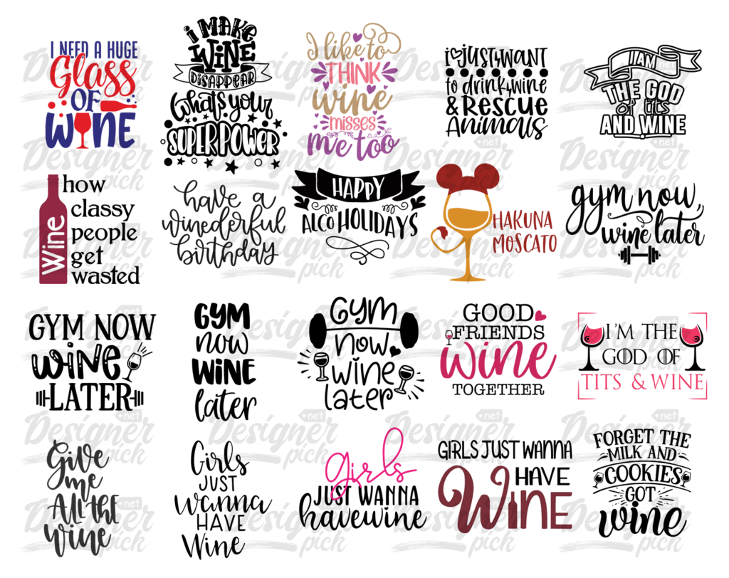 1000 Wine Svg Bundle Designerpick