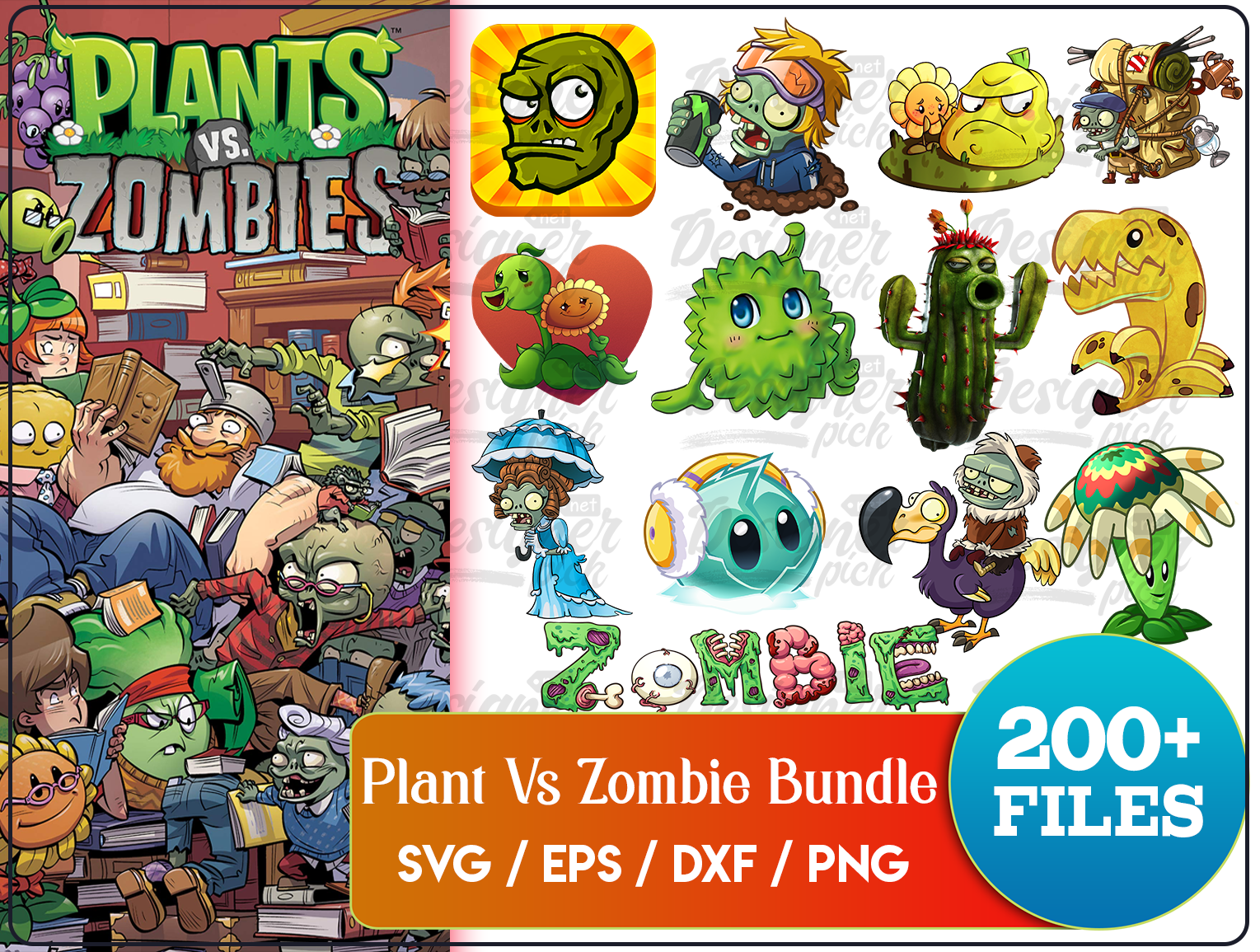 200+Plants vs Zombies bundle svg, png, dxf, eps – Gigabundlesvg