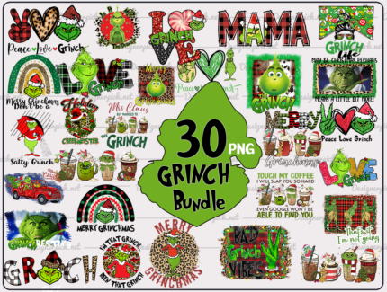 30 Grinchmas PNG Bundle