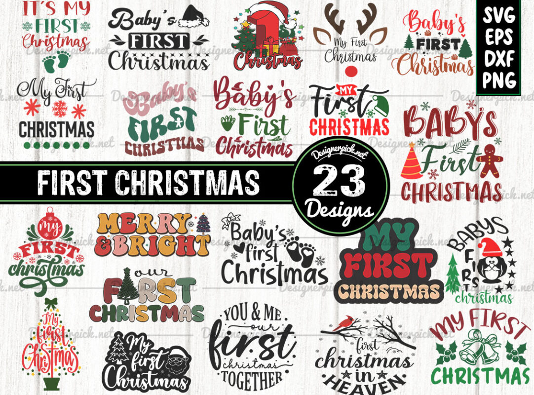 Baby first Christmas svg bundle Designerpick