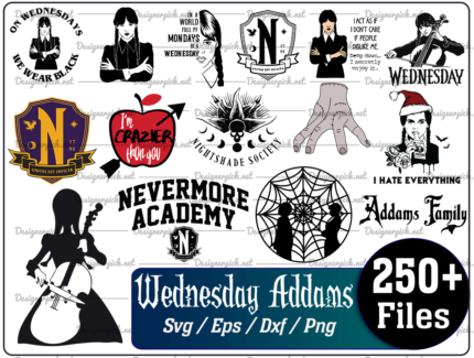 250 Wednesday Addams Svg bundle