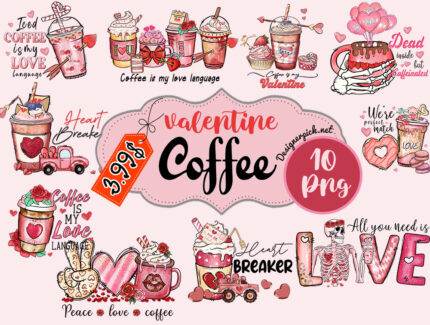 Valentine Coffee Png Bundle
