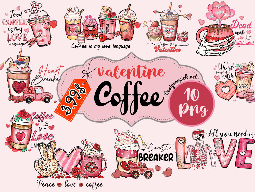 Valentine Coffee Png Bundle - Best Quality Design Bundle