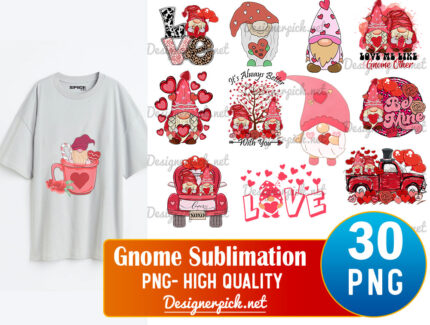 30 Gnome Valentine Sublimation Bundle