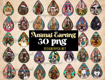 30 Animal Earring Png Bundle