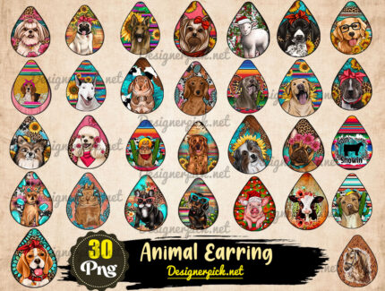 Animal Teardrop Earring Bundle Png