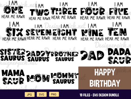 Dinosaur Birthday SVG Bundle