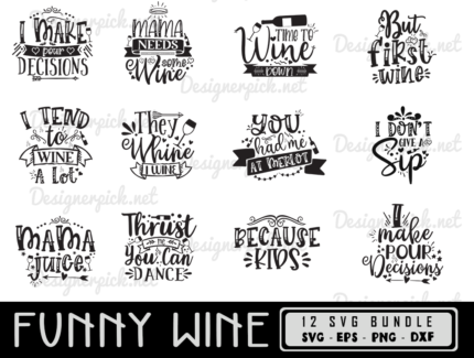 Funny Wine Quotes Svg Bundle, Wine Svg Bundle