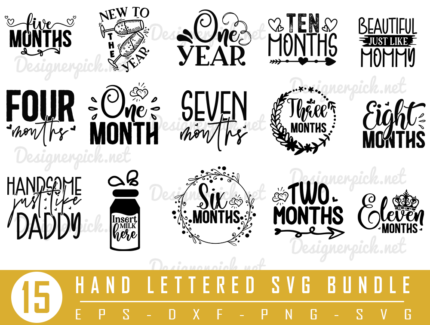 Hand lettered svg bundle