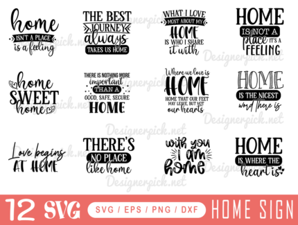 Home Sign SVG Bundle, Door Design Svg