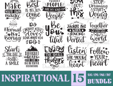 15 Inspirational Quotes Svg Bundle