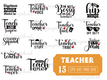 15 Teacher SVG Bundle