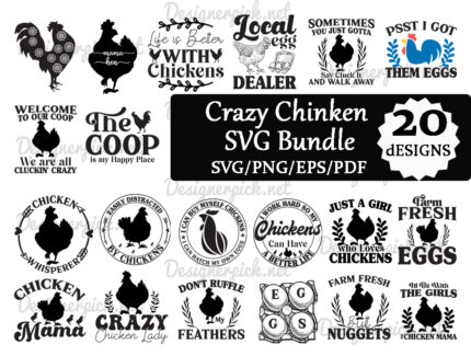Crazy Chicken Svg Bundle