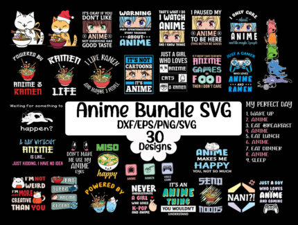 Anime Svg Bundle, Layered Anime Clipart