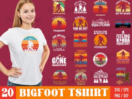 Bigfoot Tshirt Design Bundle,Bigfoot SVG Bundle