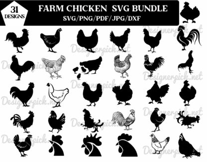 Farmhouse Chicken SVG Bundle, Chicken Silhouette