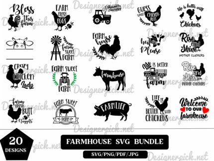 Farmhouse Svg Bundle, Farm Animal Svg