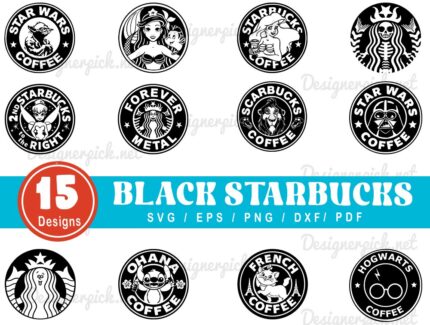 Black Starbucks Svg, Disney Starbucks Svg Bundle