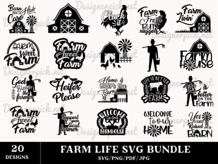 FarmLife Svg Bundle, Layered Farm animal Clipart