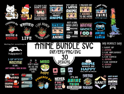 Anime Bundle Svg, Anime Clipart