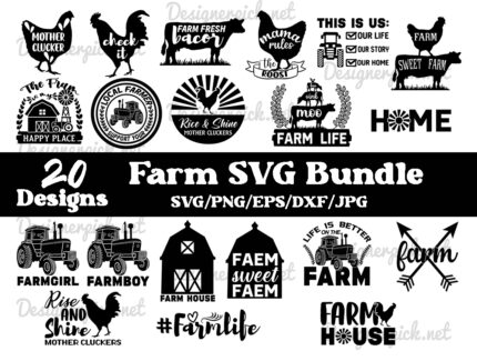 Farm Svg Bundle, Layered Farm animal Clipart