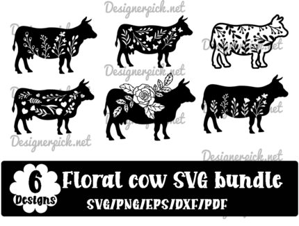 Floral Cow Svg Bundle