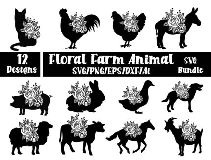 Floral Farm Animal Svg Bundle