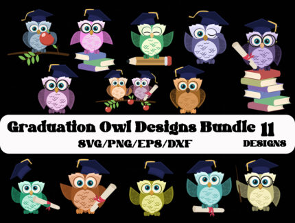 Graduation Owl Svg Bundle, Layered Owl Clipart