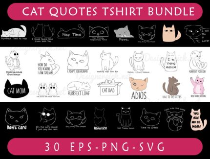 Cat Quotes Tshirt Bundle, Cat Svg Bundle
