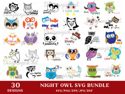 30 Night Owl Svg Bundle, Owl Clipart