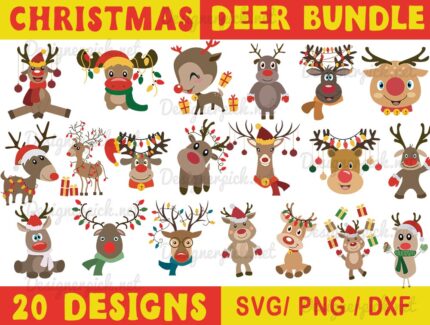 Christmas Deers Svg Bundle, Reindeer Svg Bundle