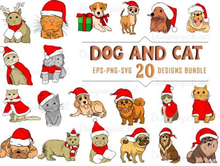 Christmas Dog and Cat Svg Bundle, Christmas Pets Svg