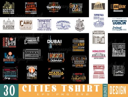 Cities Tshirt Design bundle