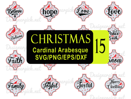 Christmas Cardinal Arabesque Tile Svg