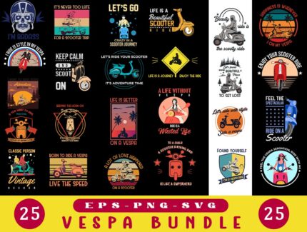 25 Vespa Svg Bundle, Vespa Tshirt Design