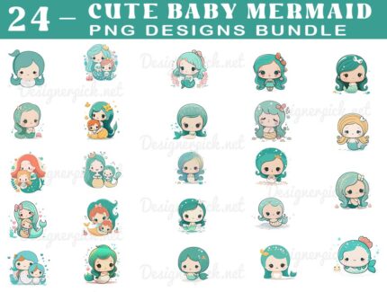 Cute Baby Mermaid Png Bundle, Baby Mermaid png