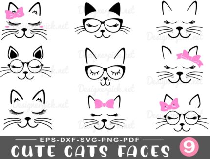 Cute Cats faces Svg Bundle