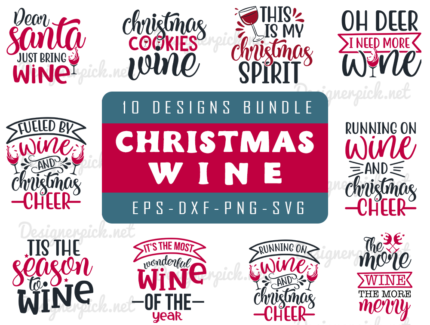 Christmas Wine Svg Bundle, Christmas Svg