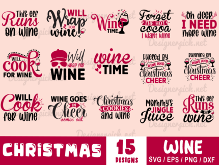 Christmas Wine SVG Bundle