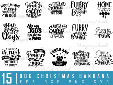 Dog Christmas Bandana SVG Bundle, Dog Christmas Svg Bundle