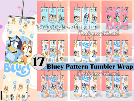 17 Bluey Pattern Tumbler Bundle