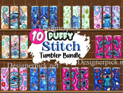 10 Stitch Puffy Tumbler Bundle, Stitch Inflated Wrap