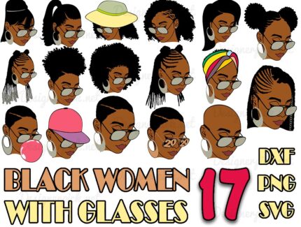 Black Women With Glasses Svg Bundle, Afro Svg Bundle