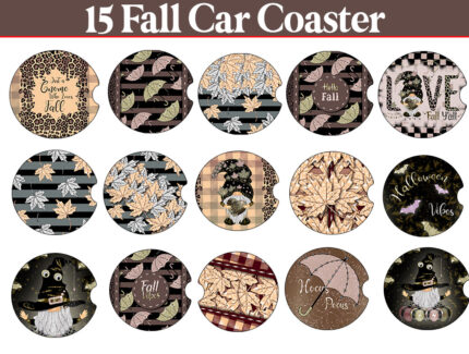 Fall Car Coaster Bundle, Autumn Car Coaster